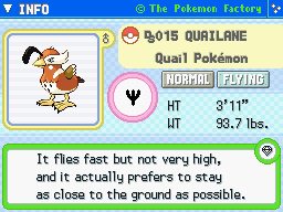 Quailane (Shiny) Quailane (Shiny)'s Pokedex Entry