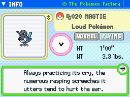 Magtie Magtie's Pokedex Entry