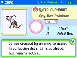 Alphabot's Pokedex Entry
