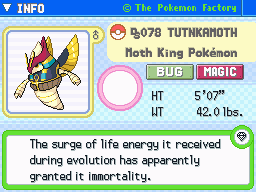 Tutnkamoth's Pokedex Entry