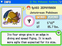Zephyrach (Shiny)'s Pokedex Entry