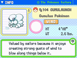 Cumulaunch Cumulaunch's Pokedex Entry