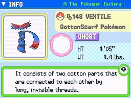 Vextile Vextile's Pokedex Entry