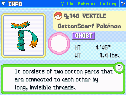 Vextile (Shiny) Vextile (Shiny)'s Pokedex Entry